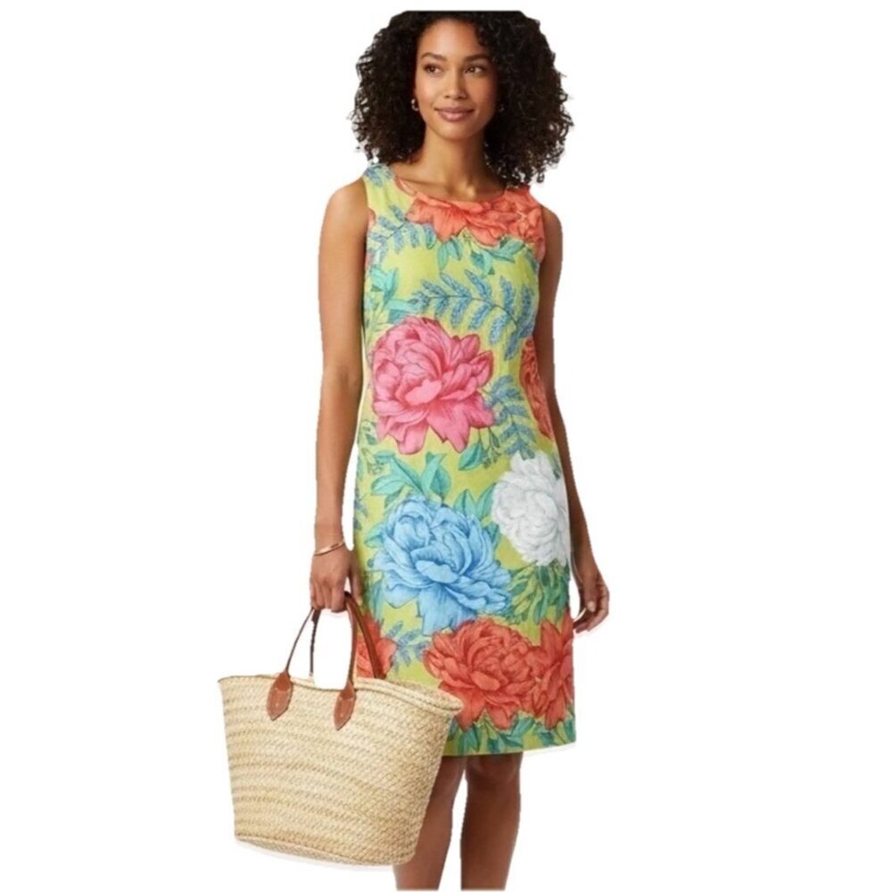 Ronni Nicole Sheath Pencil Floral Tropical Dress Linen Blend Size 6